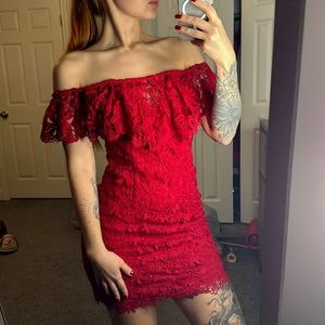 Guess red lace up dress
